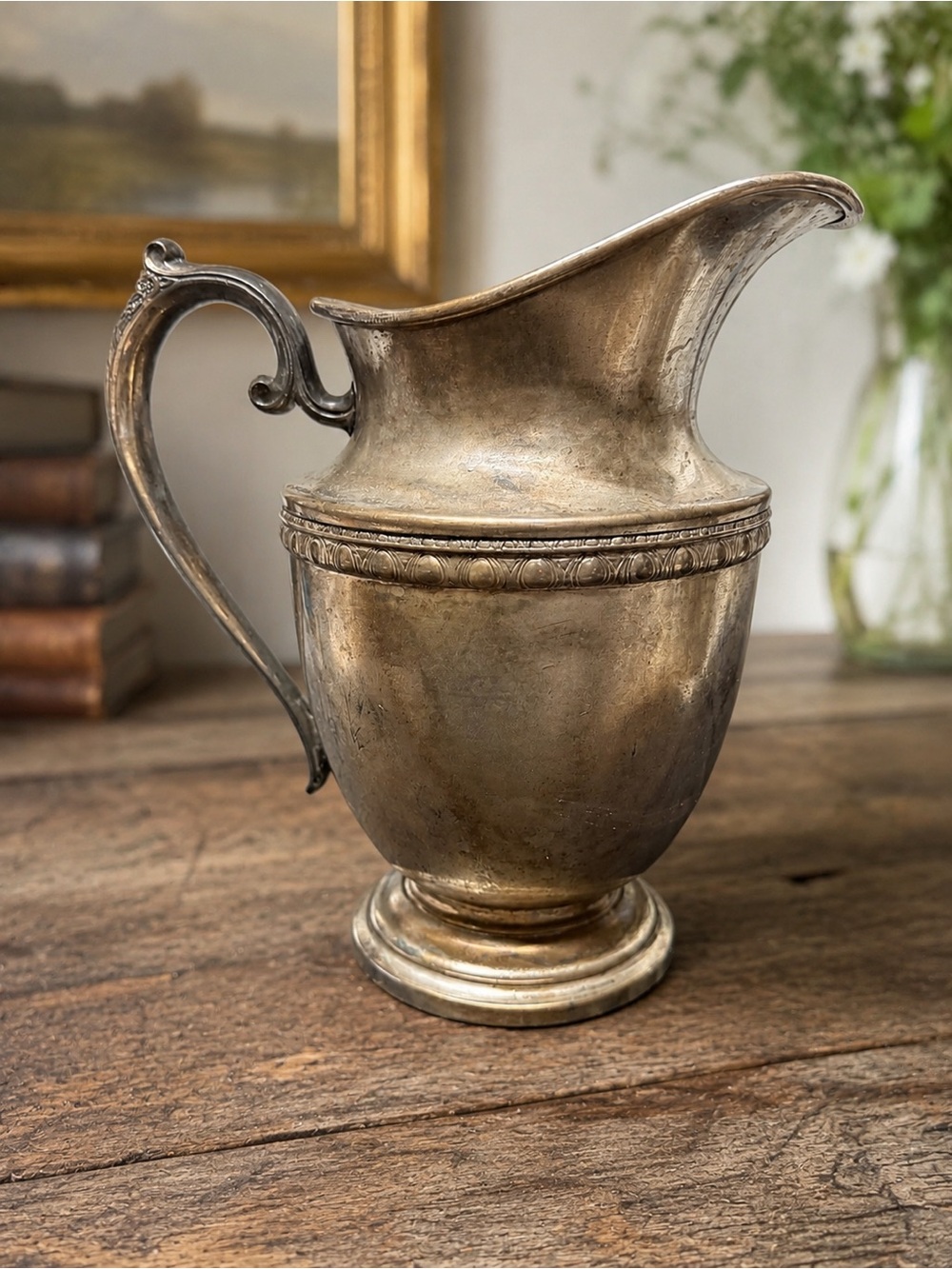 Vintage Rogers & Bro 1717 Silverplate Water Pitcher Ornate Handle